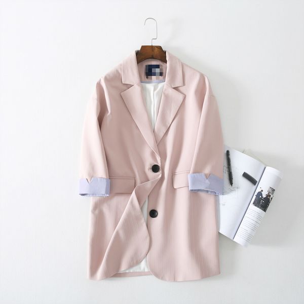 

2018 spring new korean style slim long suit female solid color wild thin fashion suit blazer jacket, White;black