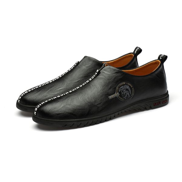 

breathable casual men shoes 2019 autumn male loafers comfortable male driving shoes leather soft flat men loafers hc-533, Black