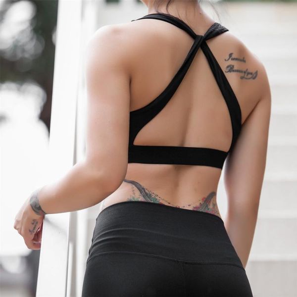 

gym clothing 2021 sports underwear chinlon non-steel ring fitness yoga bra sport bras /30, White;black
