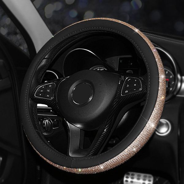 

crystal car steering wheel cover leather steering-wheel covers case car styling m8617