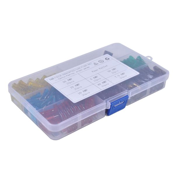 

120pieces auto blade car fuses box assortment holder kit