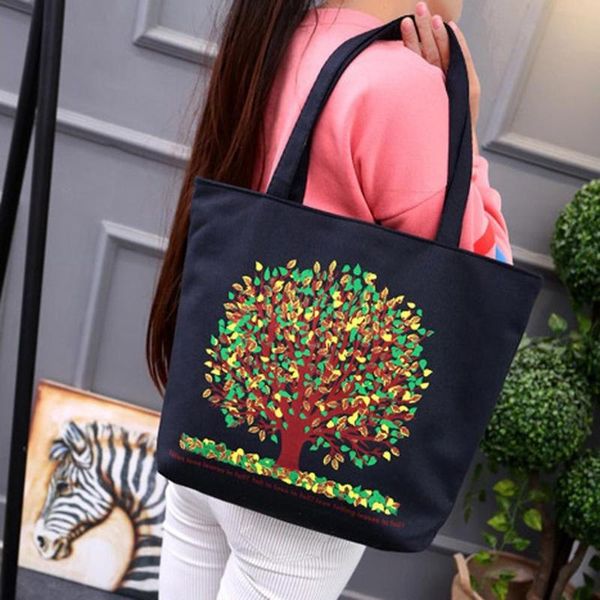 

2020 new women shopping bag female canvas cloth shoulder bag environmental storage handbag reusable foldable eco grocery totes