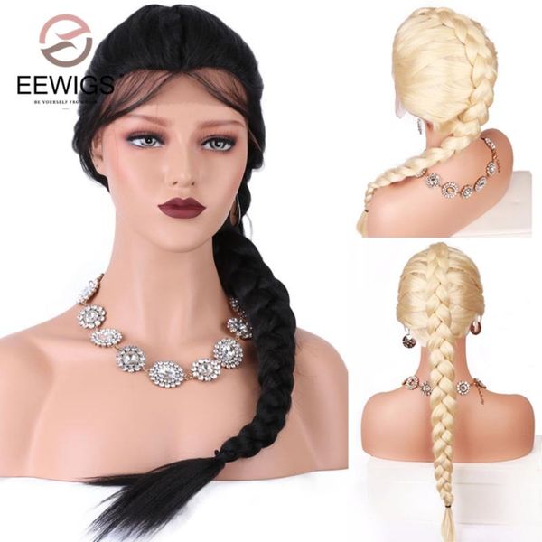 

eewigs braided lace front wigs with baby hair heat resistant synthetic black wig glueless blonde box braid wigs for black women