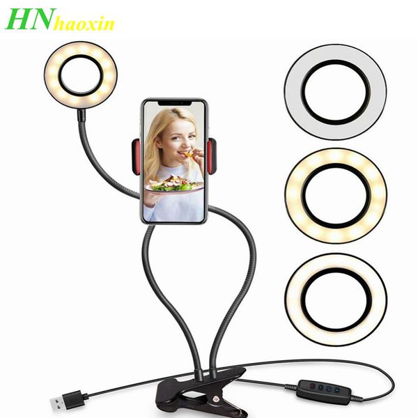 

haoxin photo studio сеого led ring light с сотовым телефоном мобильного держателем для youtube прямой трансляция макияж камеры лампы для iph