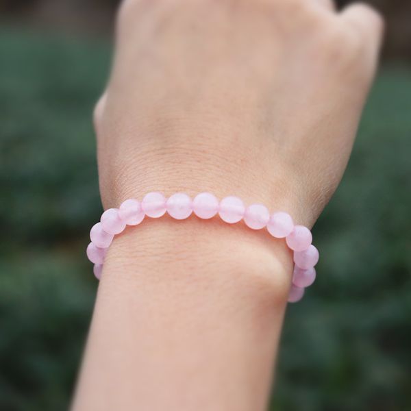 

diffone 2020 fashion women bracelet real natural stone beaded braslets light pink smooth strand braclet summer jewelry beach, Golden;silver