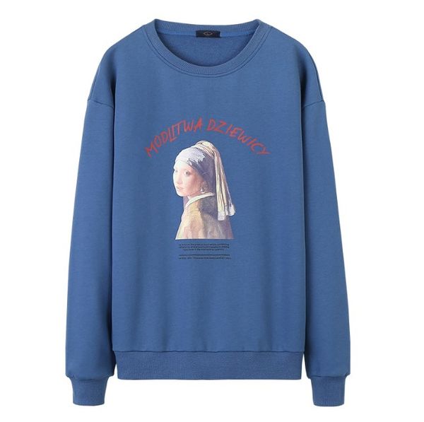 

designer hip hop hoodies 2019 new tide brand men sweater loose letter printed pearl girl pattern hoodie asian size m-2xl, Black