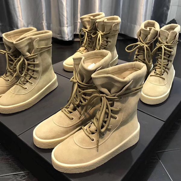 

designer women cheasle boots kanye west military crepe boots suede leather owen season 2 shoes riding boots men and women shoes, Black