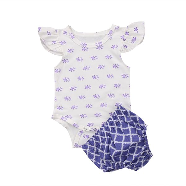 

для малышей новорожденных девочек цветочный топ + шорты 2шт боди комплект одежды лето, Blue