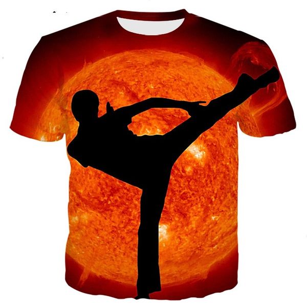 

новая мода мужчины / женщины китайский kungfu superstar забавная футболка с 3d-принтом повседневная с коротким рукавом забавная футболка фут, White;black