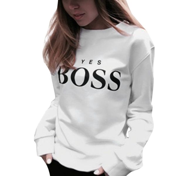 

blouse women yes letter print hoodie sweatshirt ladies long sleeve pullover jumper sweatshirt women, Black