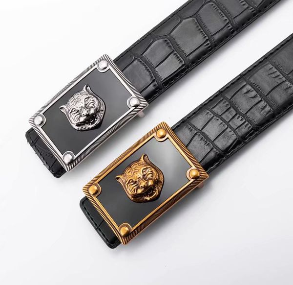 

brand designer belt mens senior tiger head belts new fashion casual cowhide belts for men waist belts, Black;brown