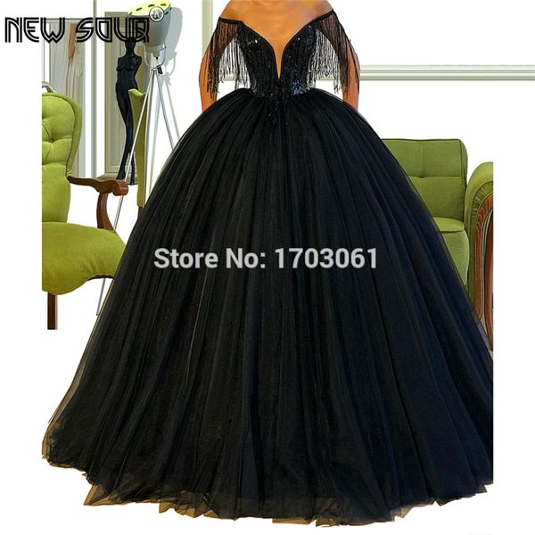 

party dresses black tassel evening 2021 elegant african ball gown beading prom formal custom muslim dubai dress, White;black