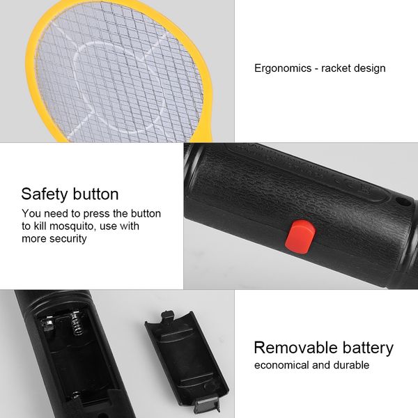 

handheld mosquito swatter cordless battery power electric fly mosquito swatter bug zapper racket insects killer