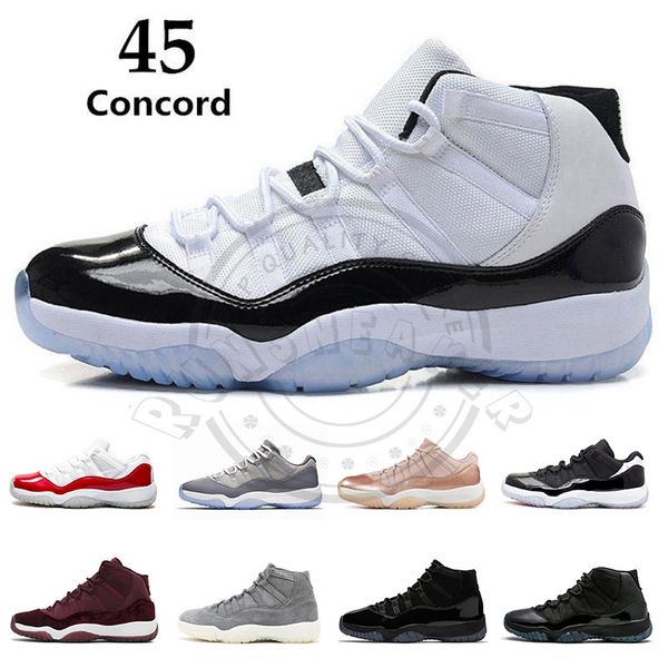 

2019 New Concord 45 Space Jam 11s Mens Basketball Shoes 11 XI Cap and Gown Blue Gym Red Womens Trainers Designer Sports Snealers Size 13