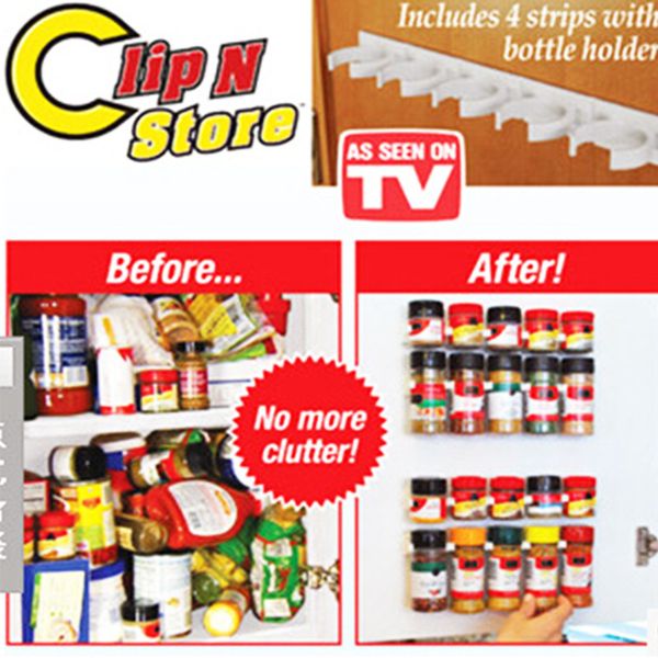 

clip n store home kitchen organizer stick spice rack storage gripper holder kitchen gadgets cooking tools 4pcs/set 20 cabinet vf0006