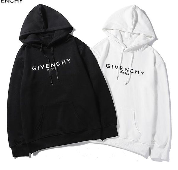 

New arrival men women pullover give damaged letter logo print cotton hoodie pullover autumn winter weat hirt m xxl, Black