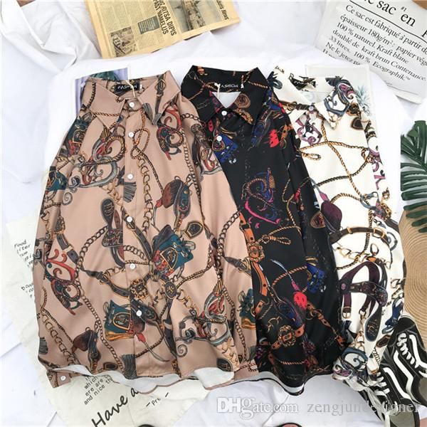 

mens autumn designer casual shirts fashion style lapel neck long sleeve button homme clothing luxury casual apparel, White;black