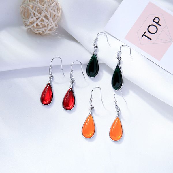 

kissme 2020 new dangle earrings for women gifts red green yellow resin teardrop-shaped drop earrings fashion jewelry accessories, Silver