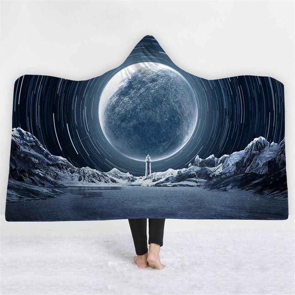 

150*200cm 3d hooded blanket winter soft warm wearable plush mat thick nap quilt sheet travel camping portable blankets colorful