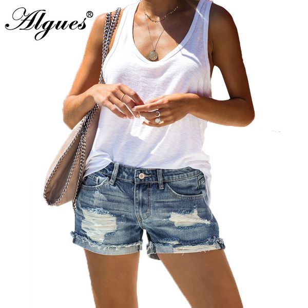 

ripped boyfriend jeans for women fashion tassel summer high waist denim shorts jeans short skinny slim shorts, Blue
