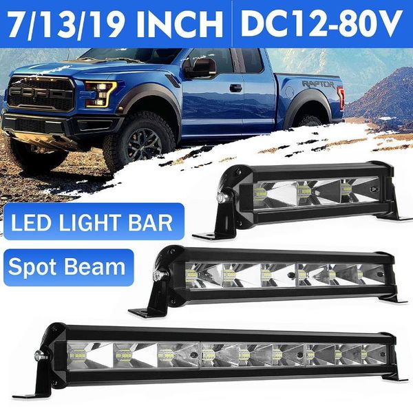 

new 7/13/19 inch slim led light bar single row 27/54/81w 4x4 led bar for suv 4wd atv off road work light 12v 24v 6500k