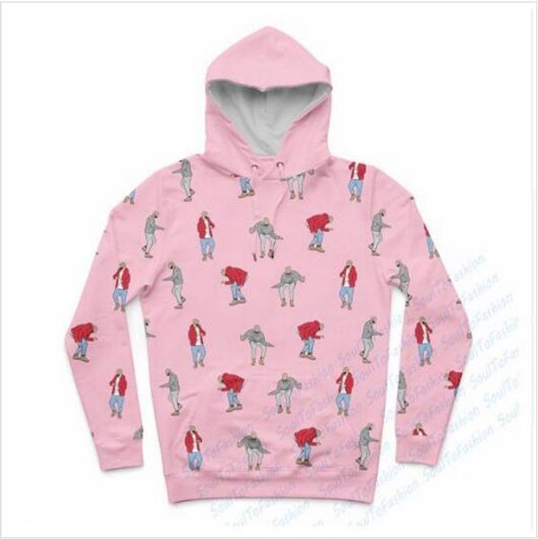 

new fashion men/women couples drake ine bling dance moves funny 3d sweatshirts hoodies autumn winter casual print hooded pullovers, Black