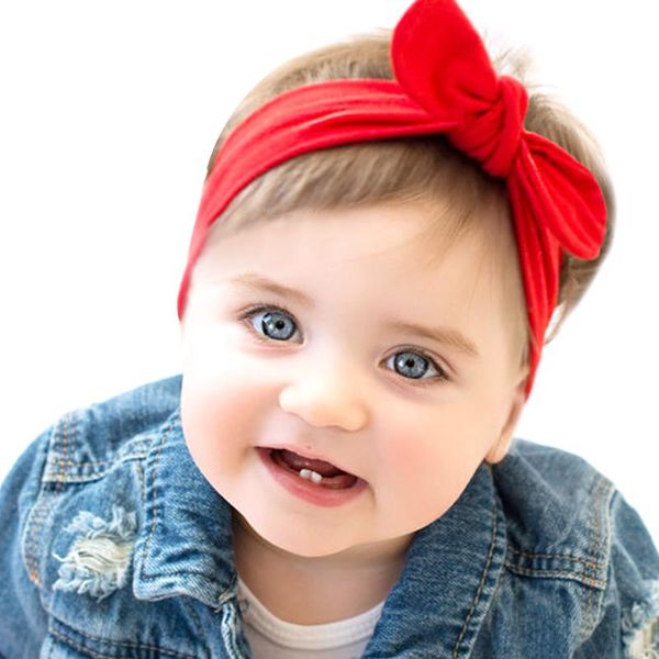 

4pcs/set new european and american children hair band elastic cloth ears baby headwear, Slivery;white