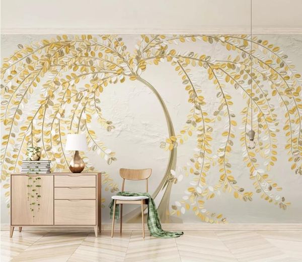 

custom 3d p wallpaper a tree 3d embossed golden rich tree background wall