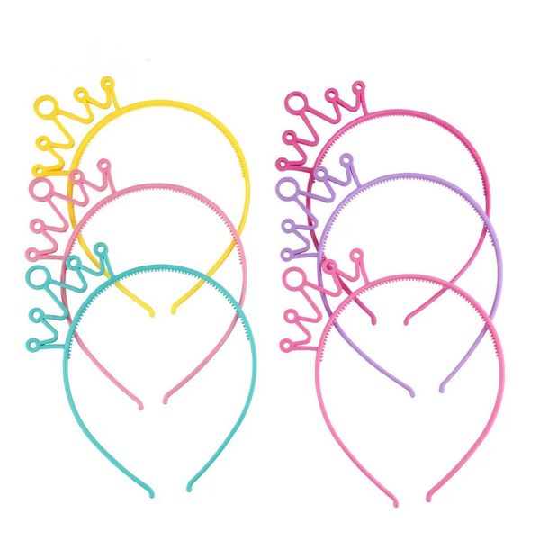

6pcs/lot cute children crown hair hoops hairbands acrylic headbands candy color hair accessories for girls princess party gift, Slivery;white