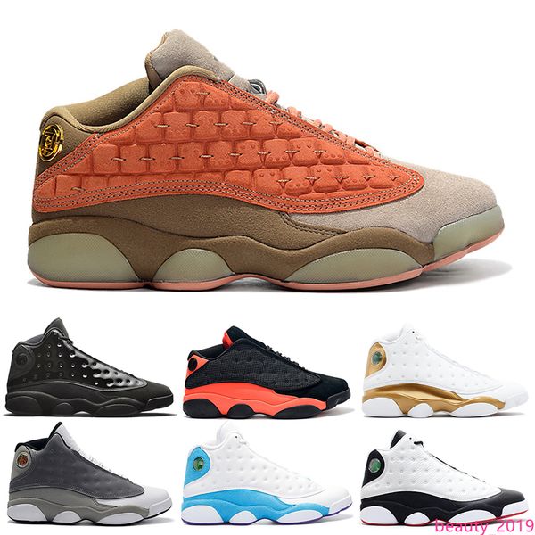

2019 clot 13s mens basketball shoes atmosphere grey black cat cap and gown melo he got game playoff flint dmp sports sneakers 7-13