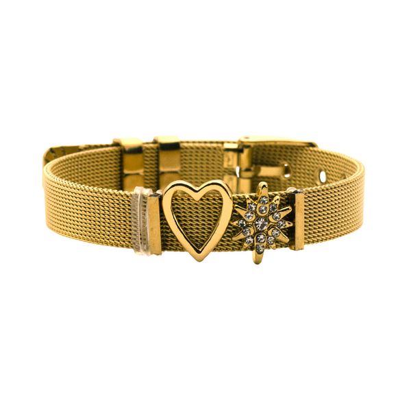 

factory direct selling amazon cross border selling stainless steel watch band keeper bracelets valentine's day heart bracele, Silver