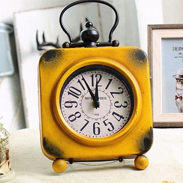 

new vintage clock, desk clock, square wrought iron home decoration, desk decoration, small clock