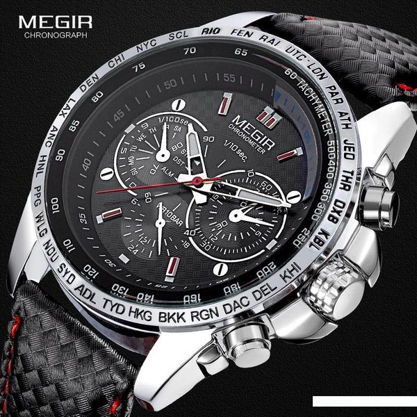 

men's decorative chrongraph dial quartz wrist watches leather strap sports army watch clock man relogios masculino 1010 black, Slivery;brown