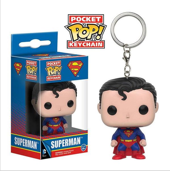 

kawaii funko pop pocket dc comic keychain superman action figure toy keyring for kids birthday party gift sell