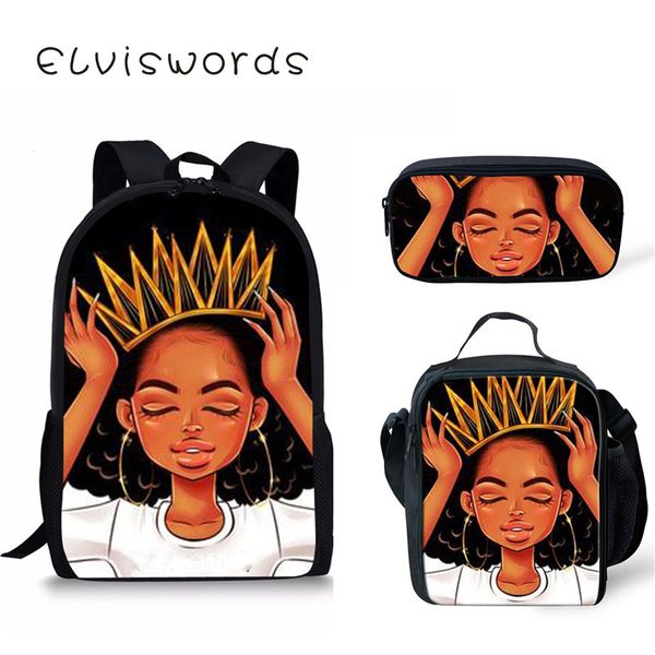 

elviswords black queen african american girl 2019 school bags for teenagers girls school backpack children schoolbag kids bags