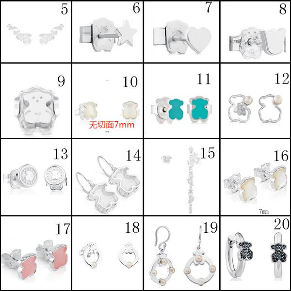 

2020 100% 925 sterling silver bear stud earrings classic pierced stud earrings jewelry manufacturers wholesale, Golden;silver