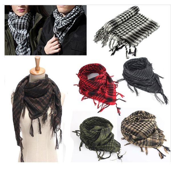 

outdoor sport hiking head scarves arab tactical desert scarf army shemagh with tassel for men women climbing neck wrap, Black