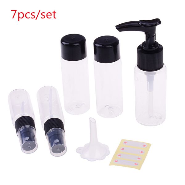 

7pcs/set refilable empty bottles portable flight travel size bottle pack liquid containers shampoo cream cosmetics high quality