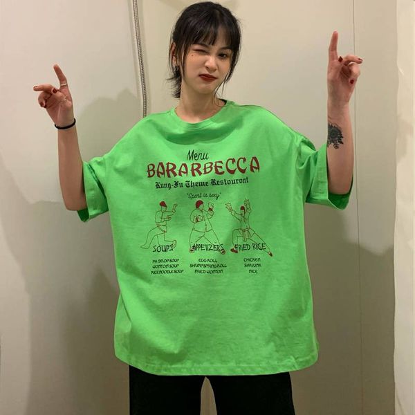 

nicemix figure p 2020 korean-style back hollow out charade printed letter loose-fit short-sleeved round collar t-shirt, White