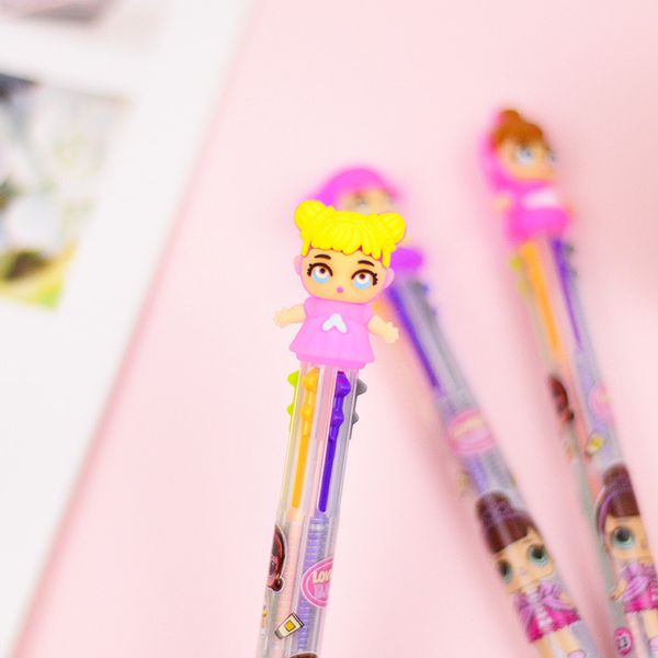 

3pcs/set cute kawaii novelty doll gel pen fashion cartoon girl black ink pen for kids gift creative school stationery, Blue;orange