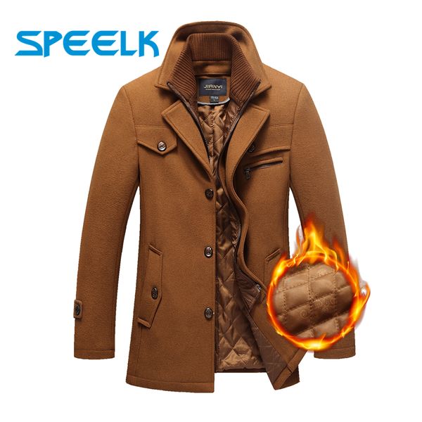 

new brand winter wool coat men double-neck woolen jackets male plus size 5xl thick jacket mens slim fit outwear windbreaker, Black