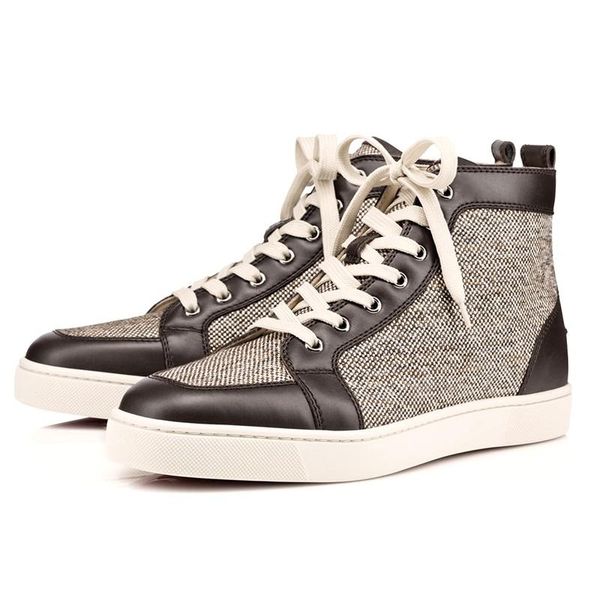 

ace designer brand red bottom studded spikes flats shoes mens women fashion high cut multicolor party lovers casual shoes t01, Black