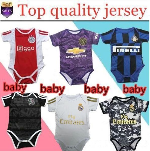 

2019 2020 ajax 6 18 month baby hirt hazard real madrid maillot de foot 18 19 20 mbappe pogba utd baby crawling uit, Black;red