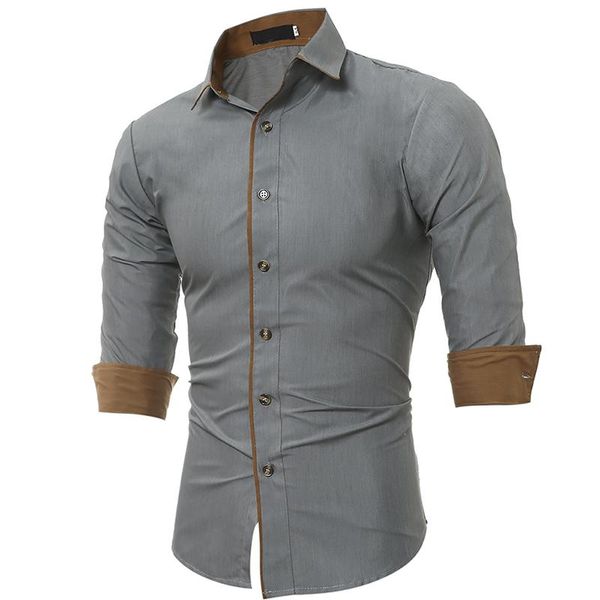 

new men's dress business shirt casual slim long sleeve dress shirt high street solid color -3xl, White;black