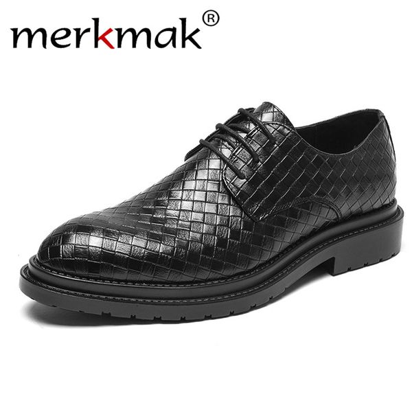 

merkmak fashion business dress men shoes 2019 new classic leather men's suits shoes office footwear men oxfords, Black