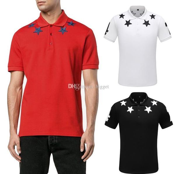 

2019 summer wear top мужские звезды вышивки хлопка джерси поло италия дизайн большой размер 3xl, White;black