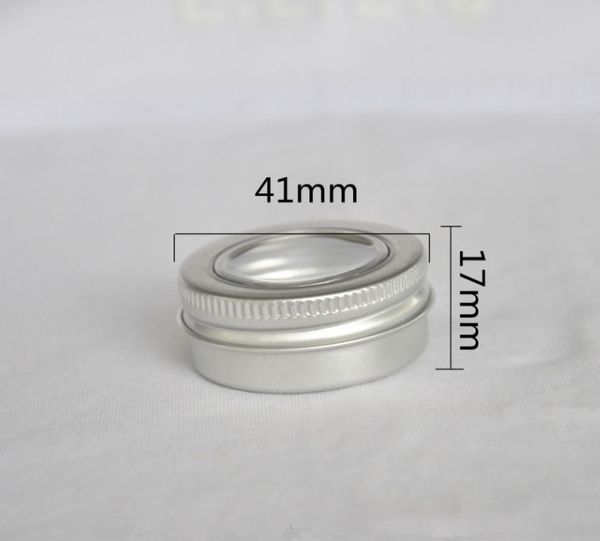 

15g aluminum tins cans box silver bottle empty cosmetic cream container case screw thread lid lip balm sliver jar