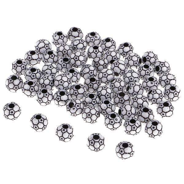 

wholesale 60pcs 12mm soccer ball beads football beads diy findings crafts, Black