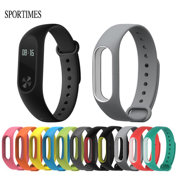 

sportimes colorful silicone anti-fading wrist strap replacement watchband for original miband 2 mi band 2 wristbands, Black;brown