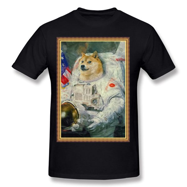 

choice homme cotton fabric t shirt astronaut doge homme round neck dark green short sleeve t shirts big size personality t shirt, White;black